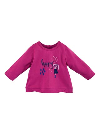 T-SHIRT MANCHES LONGUES ROSE HAPPY