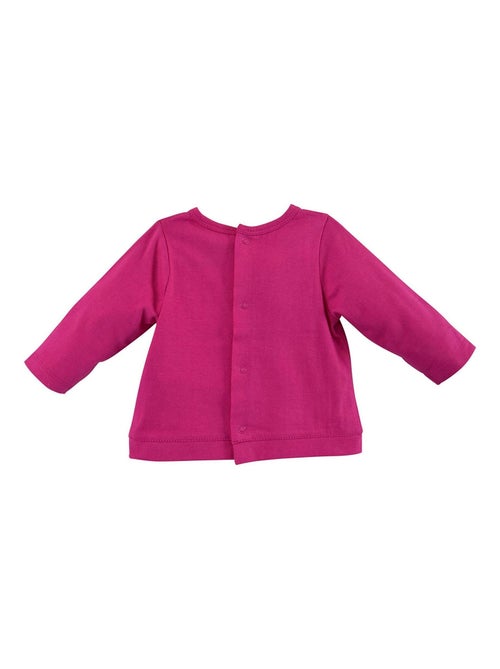 T-SHIRT MANCHES LONGUES ROSE HAPPY - Kiabi