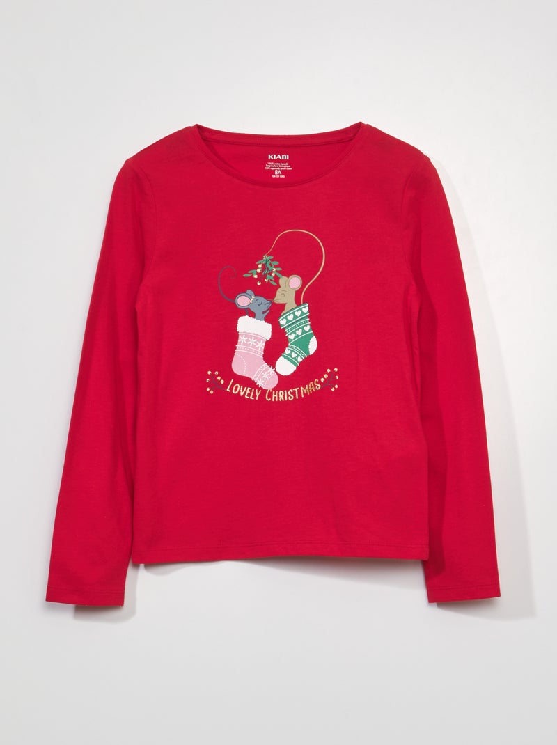 T-shirt manches longues Rouge - Kiabi