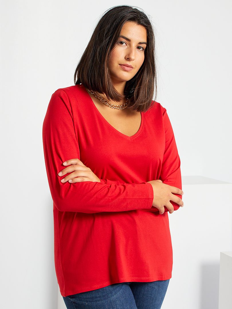 T-Shirt Manches Longues Rouge Chipie - Taille M - Occasion Très Bon état
