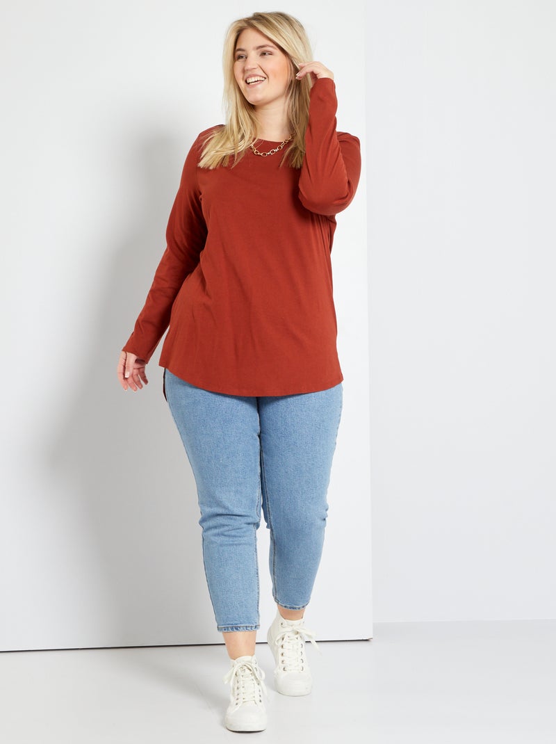 T-shirt manches longues rouge - Kiabi