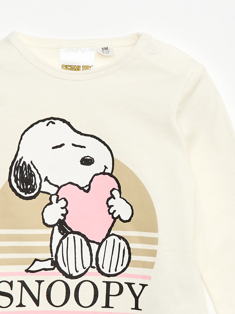 T-shirt manches longues 'Snoopy' Blanc - Kiabi