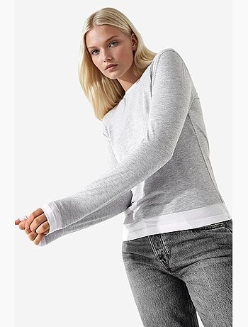 T-shirt manches longues texturé col rond ajusté hiccup