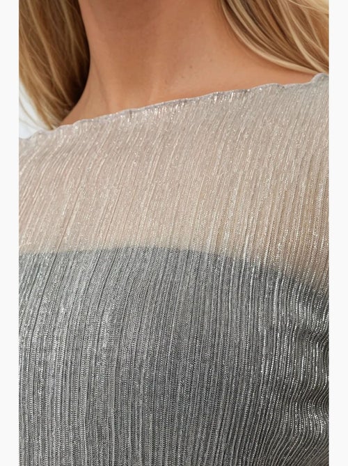 T-shirt manches longues texturé col rond pailleté ajusté hiccup - Kiabi T-shirt manches longues texturé col rond pailleté ajusté hiccup - Kiabi