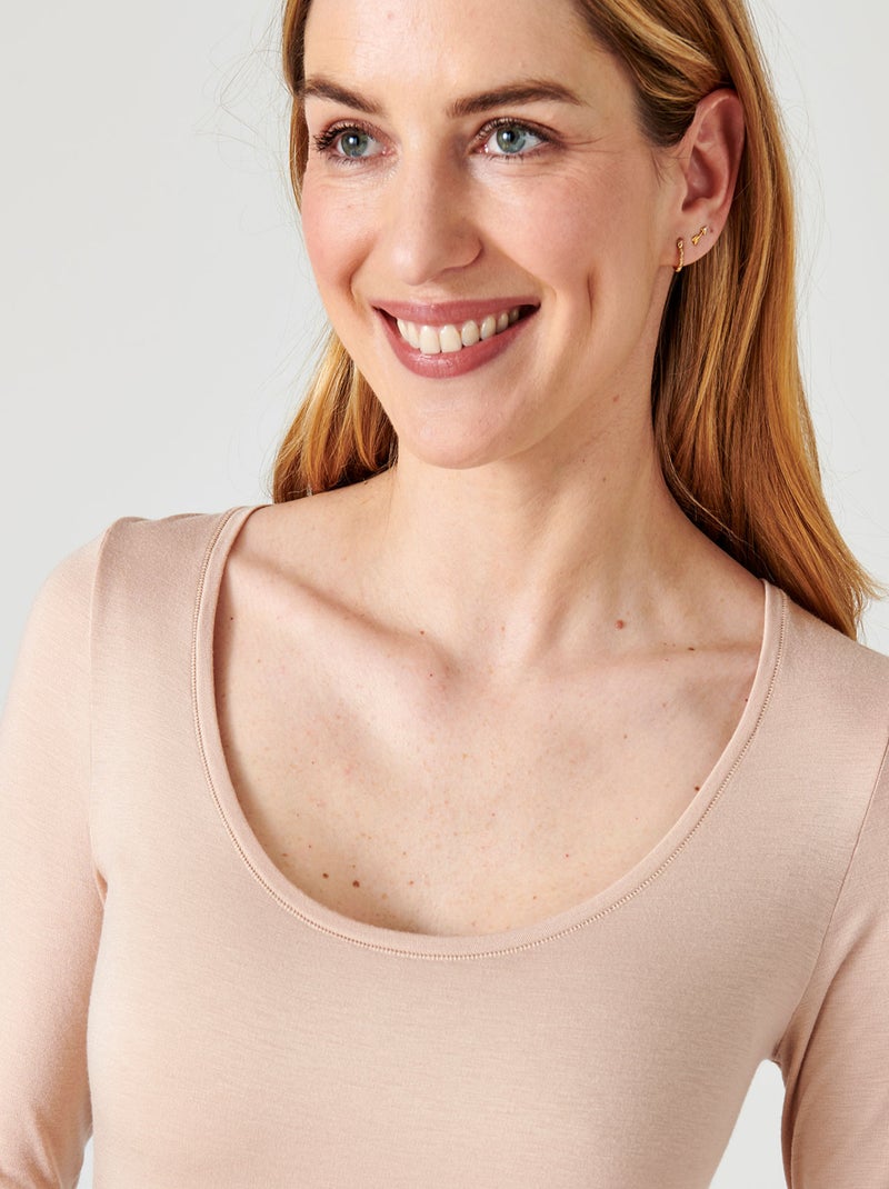 T-shirt manches longues Thermolactyl invisible - Damart Beige - Kiabi
