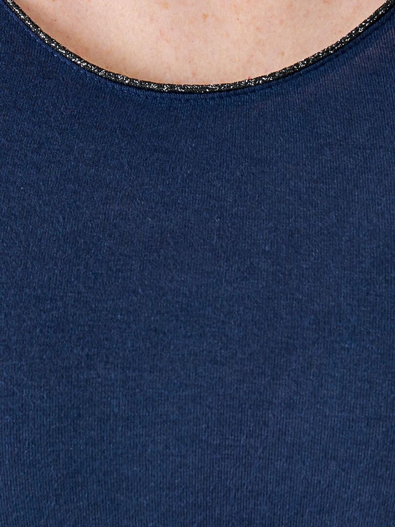 Robe Chic Monoprix Marine à Fils Brillants – Taille 40/42, Coton Stretch, Sans étiquette