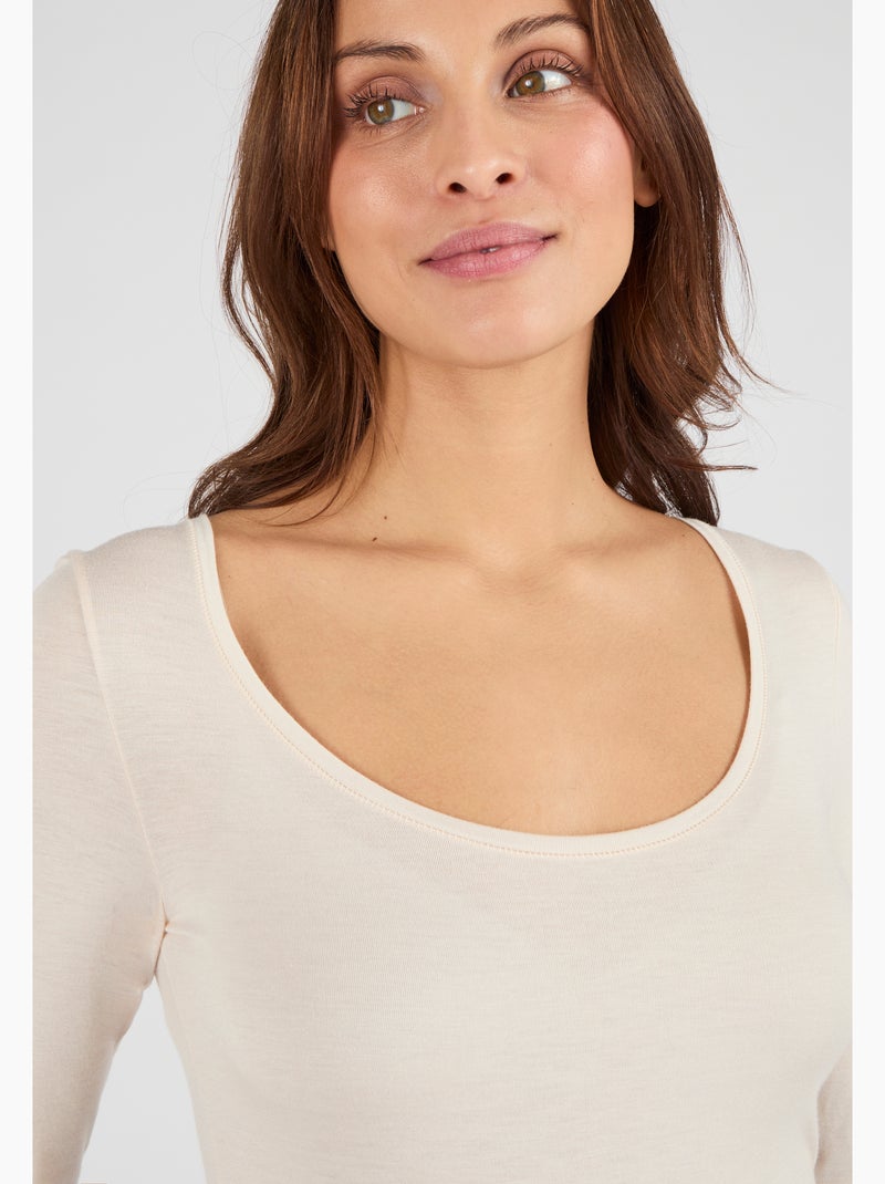 T-shirt manches longues Thermolactyl Sensitive thermique - Damart Beige clair - Kiabi