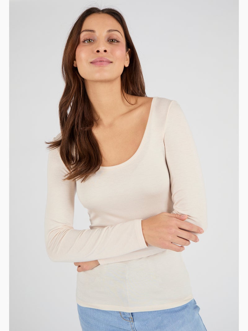 T-shirt manches longues Thermolactyl Sensitive thermique - Damart Beige clair - Kiabi