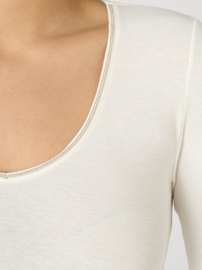 T-shirt manches longues Thermolactyl Sensitive thermique - Damart Blanc cassé - Kiabi
