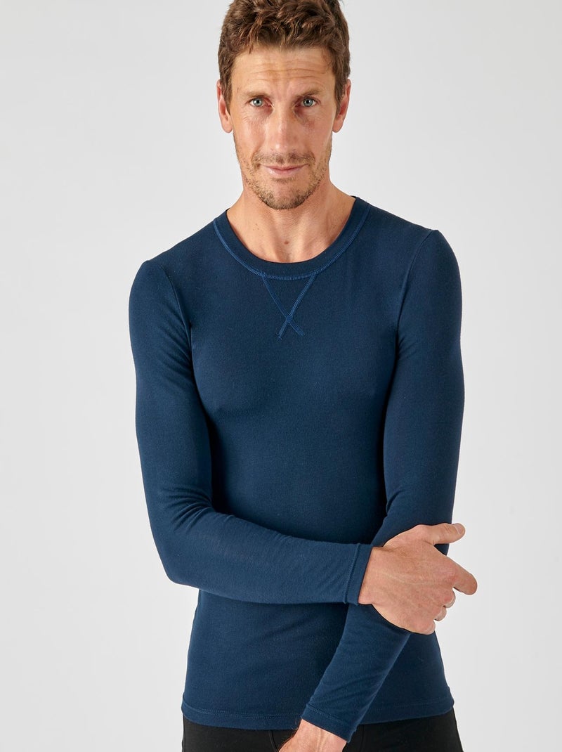 T-shirt manches longues Thermolactyl Sensitive thermique - Damart Bleu marine - Kiabi