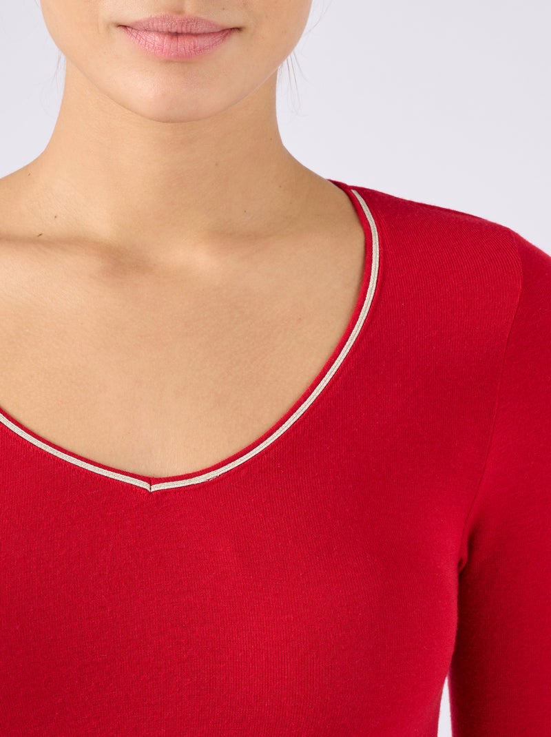 T-shirt manches longues Thermolactyl Sensitive thermique - Damart Rouge - Kiabi