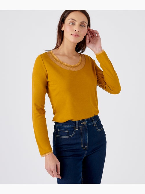 T-shirt manches longues Thermol'love tulle plumetis - Damart - Kiabi