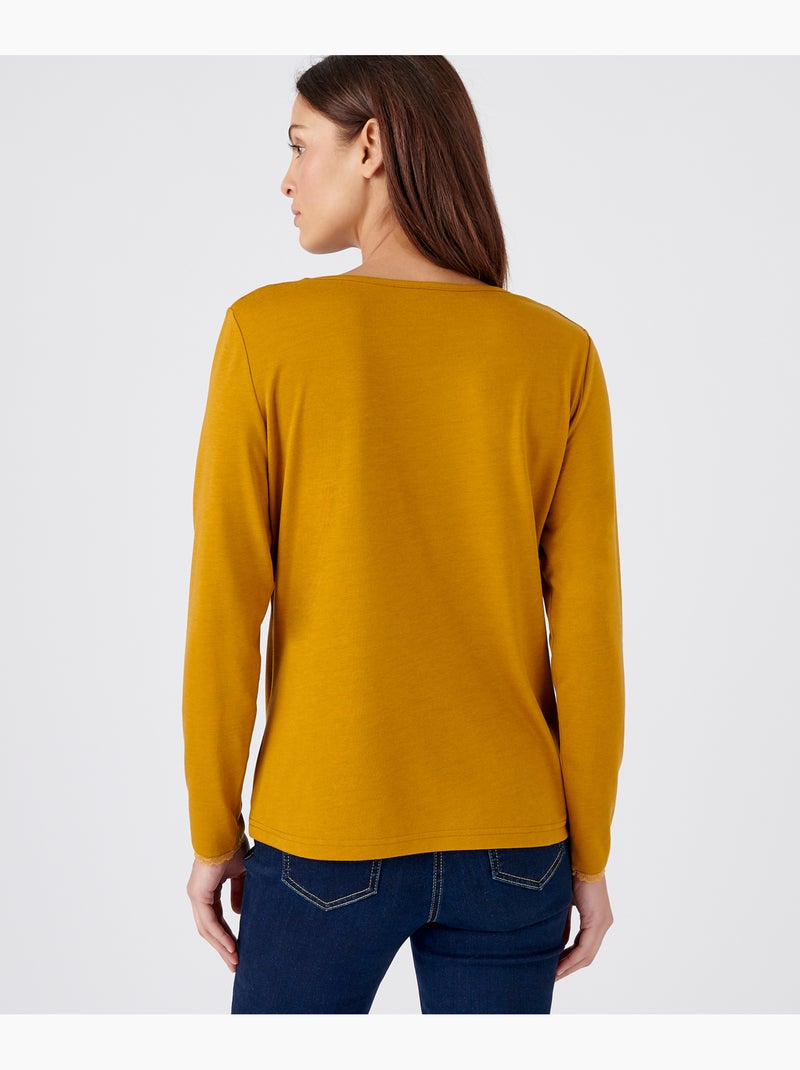 T-shirt manches longues Thermol'love tulle plumetis - Damart Jaune - Kiabi