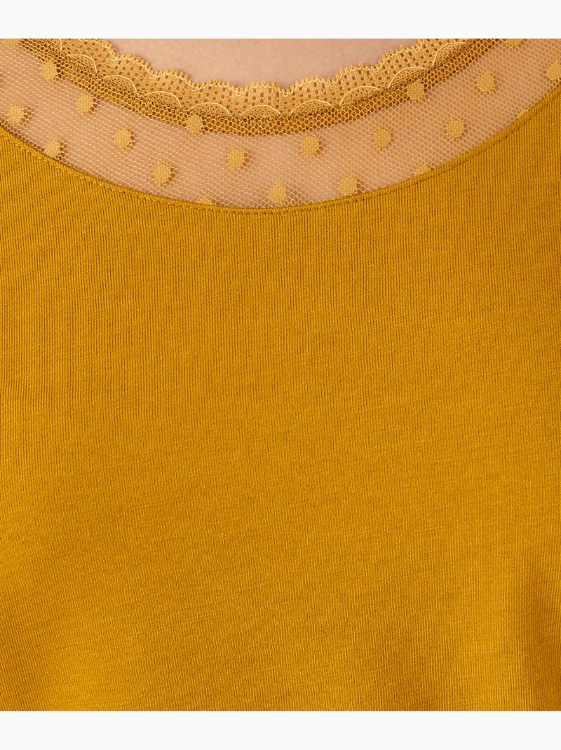 T-shirt manches longues Thermol'love tulle plumetis - Damart Jaune - Kiabi