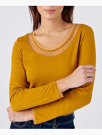 T-shirt manches longues Thermol'love tulle plumetis - Damart