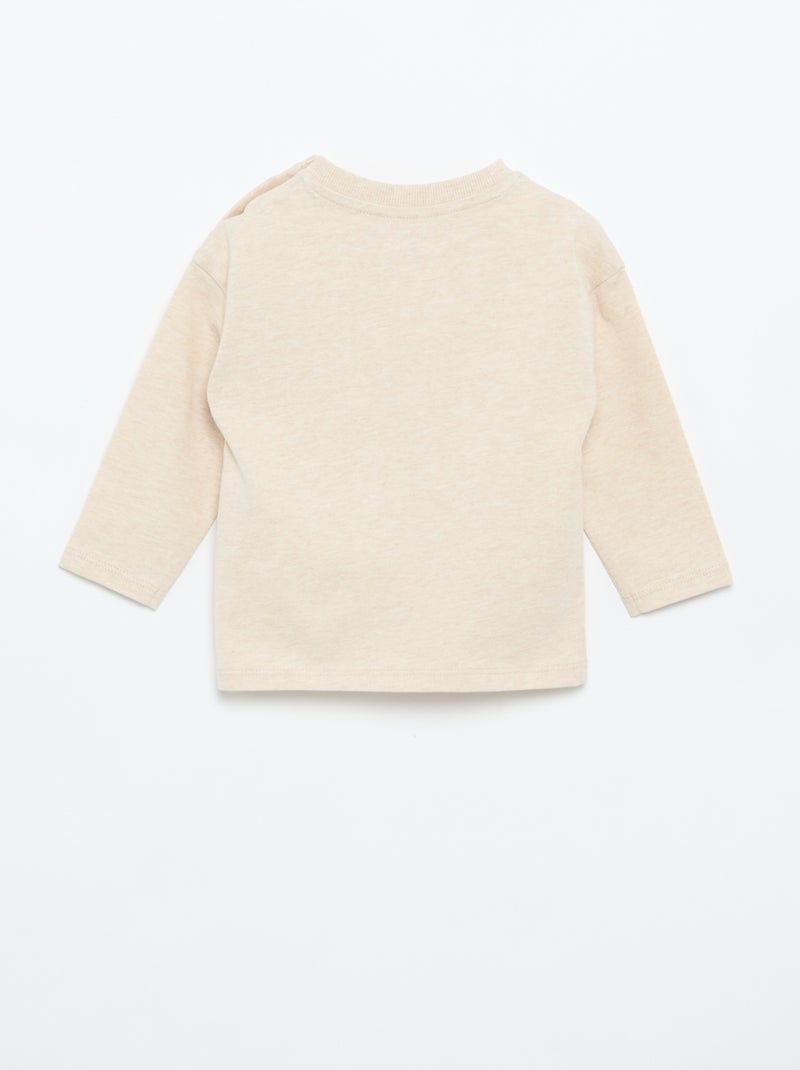 T-shirt manches longues uni Beige - Kiabi