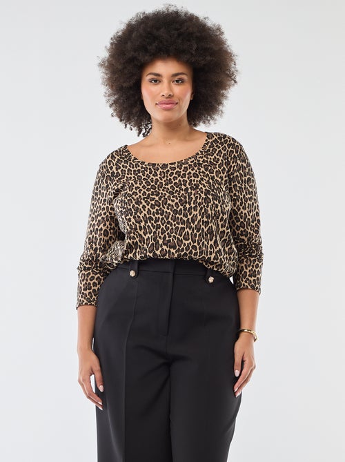 T-shirt manches longues uni en jersey - Kiabi