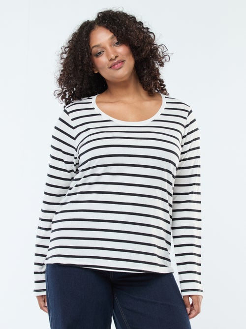 T-shirt manches longues uni en jersey - Kiabi