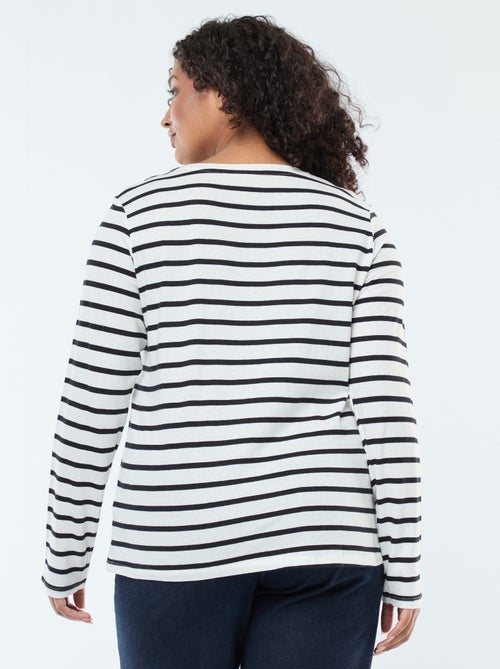 T-shirt manches longues uni en jersey - Kiabi