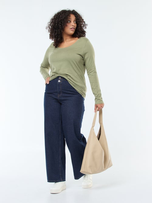 T-shirt manches longues uni en jersey - Kiabi