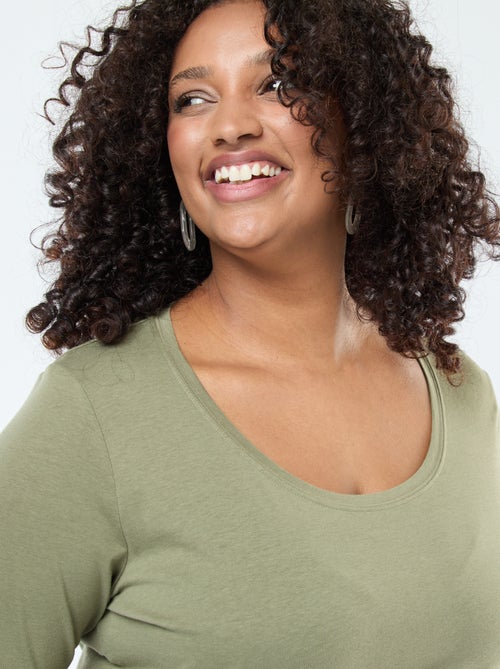 T-shirt manches longues uni en jersey - Kiabi