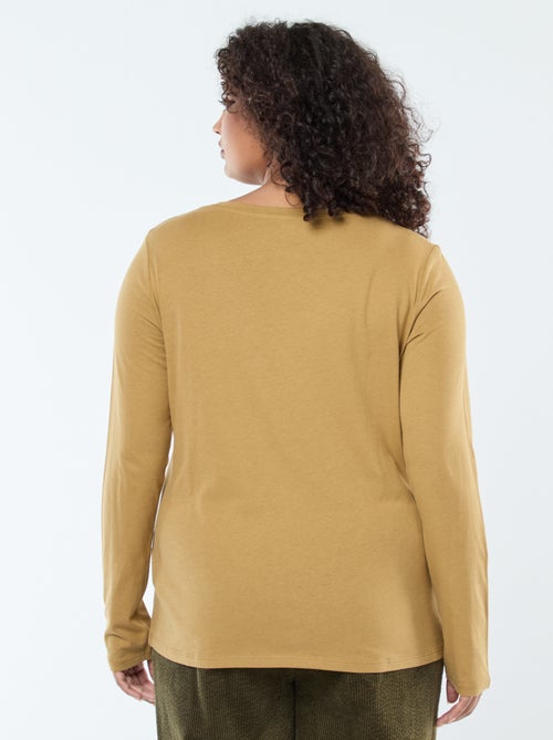 T-shirt manches longues uni en jersey - Kiabi