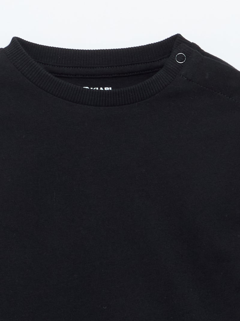 T-shirt manches longues uni Noir - Kiabi