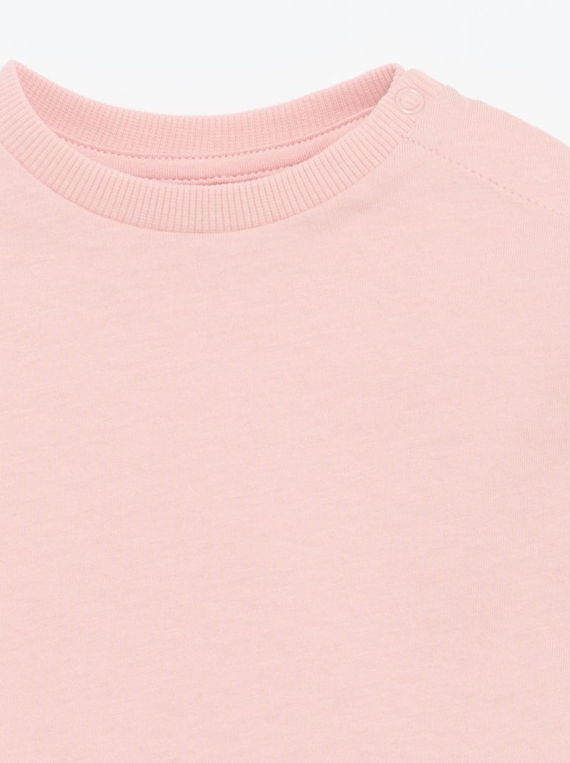 T-shirt manches longues uni Rose - Kiabi