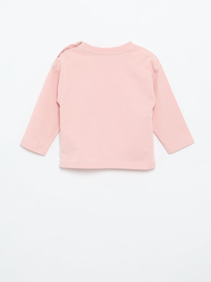 T-shirt manches longues uni Rose - Kiabi