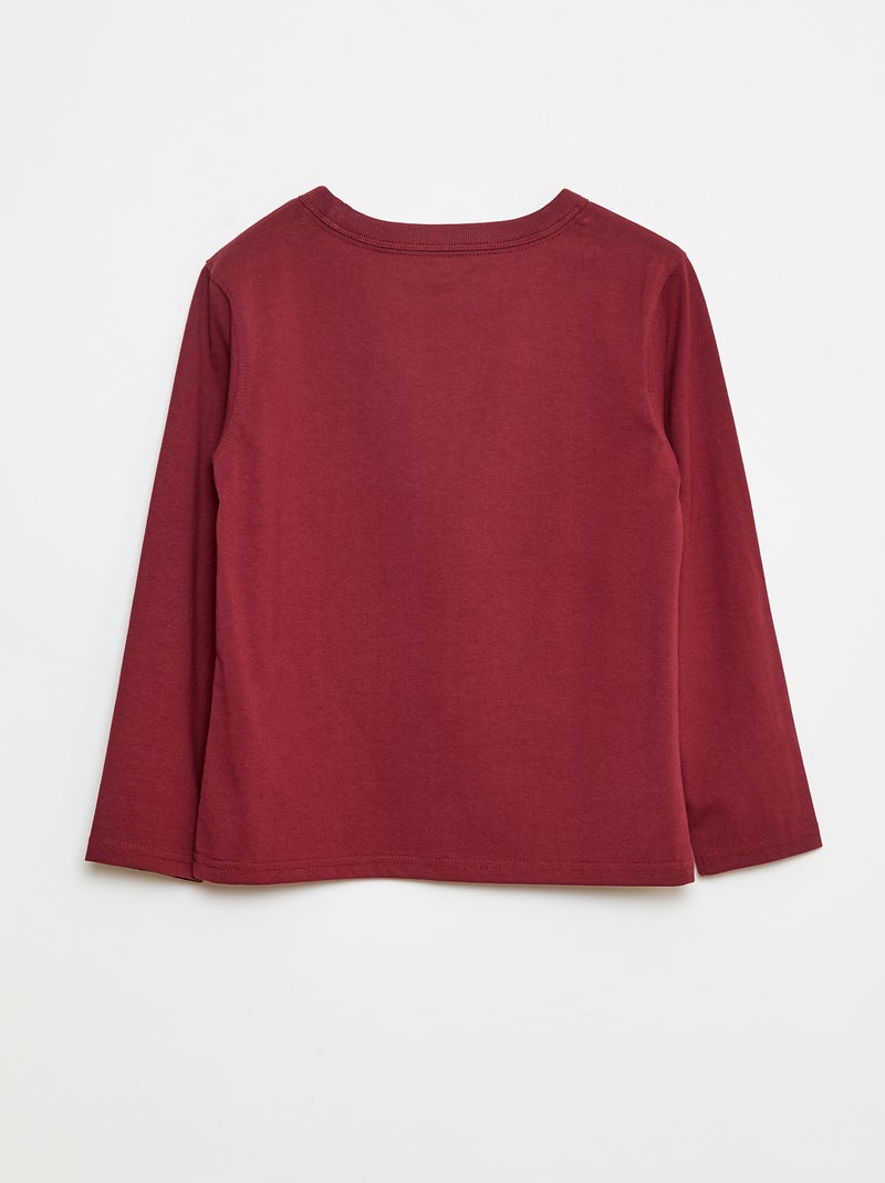 T-shirt manches longues uni Rouge - Kiabi