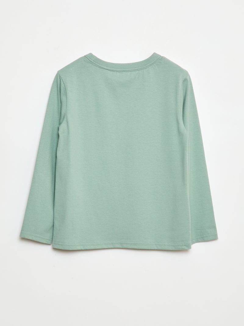 T-shirt manches longues uni Vert - Kiabi