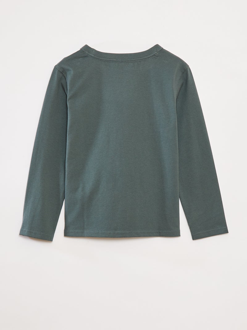 T-shirt manches longues uni Vert - Kiabi