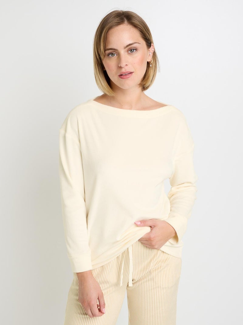 T-shirt manches longues velours Fluffy - RougeGorge Lingerie Beige - Kiabi