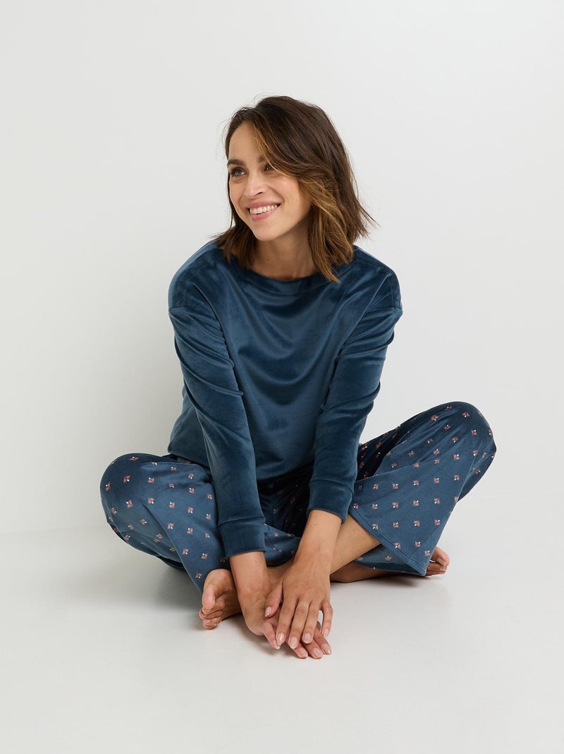 T-shirt manches longues velours Fluffy - RougeGorge Lingerie Bleu pétrole - Kiabi