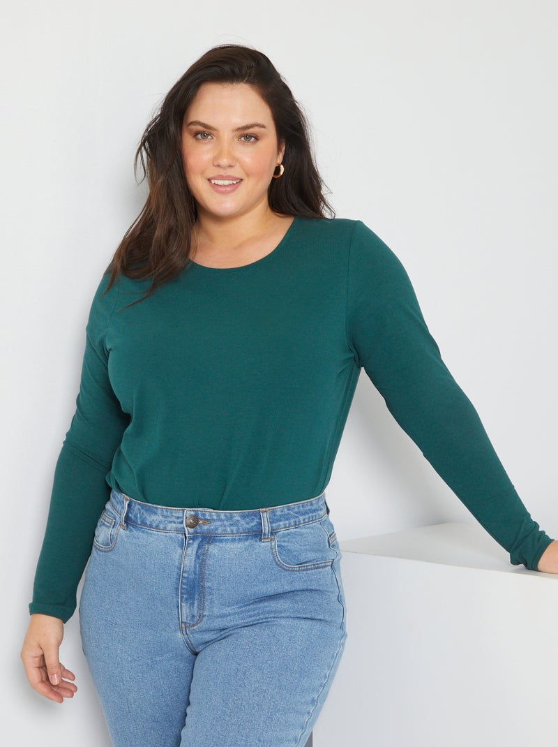 T-shirt manches longues Vert sapin - Kiabi