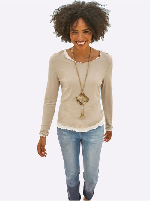T-shirt Manches Longues Viscose Douce - Taille Standard - helline - Kiabi T-shirt Manches Longues Viscose Douce - Taille Standard - helline - Kiabi