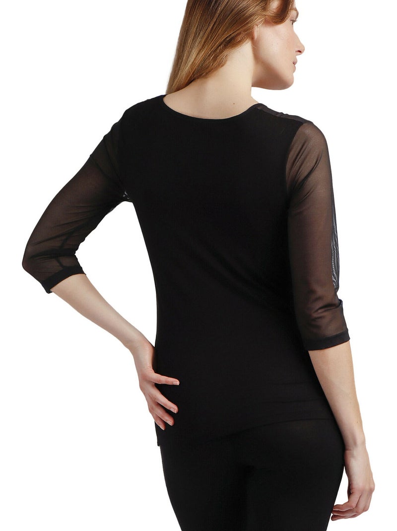 T-shirt manches mi-longues Piedras Noir - Kiabi