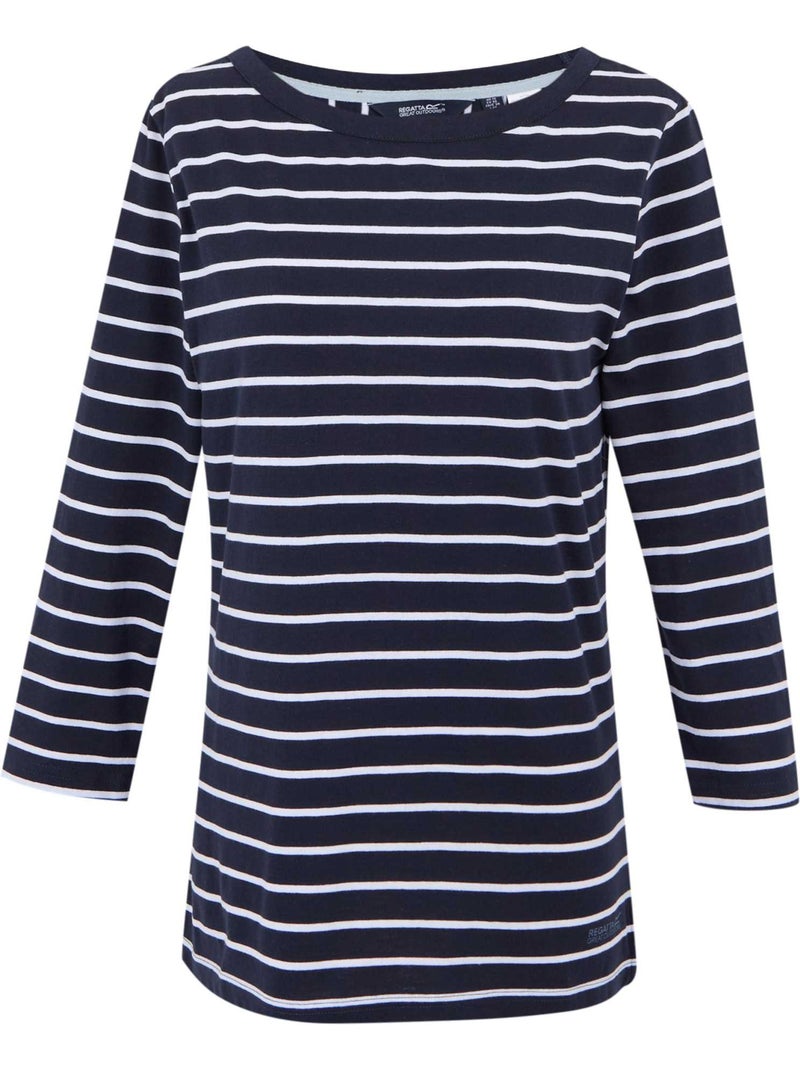 T-shirt manches ¾ motif/style à rayures baylette - regatta Bleu Blanc - Kiabi