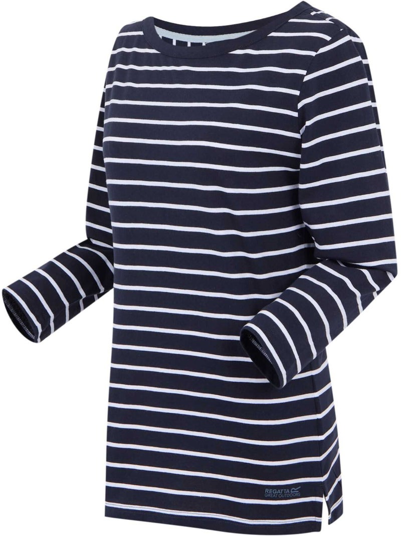 T-shirt manches ¾ motif/style à rayures baylette - regatta Bleu Blanc - Kiabi
