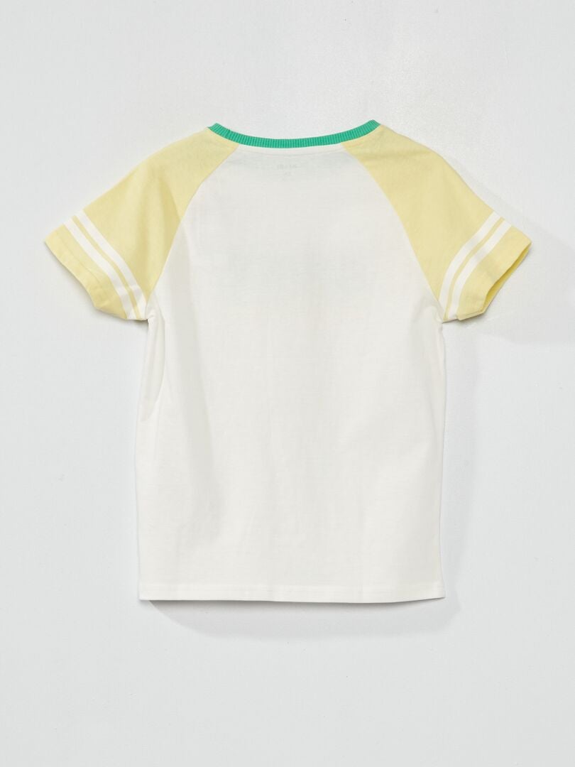 T-shirt manches raglan Blanc/Vert - Kiabi
