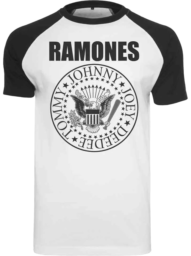 T-shirt manches raglan motif/style ramones circle - merchcode Blanc Noir - Kiabi
