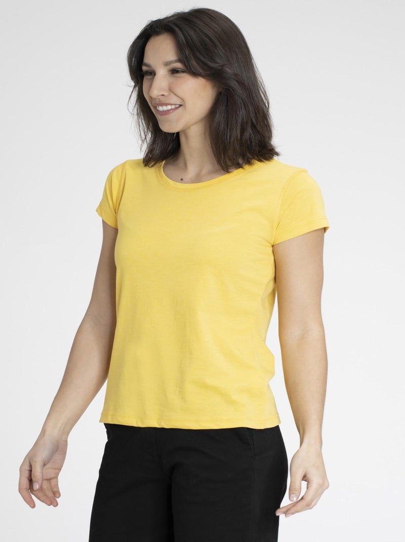 T-shirt Marine   Avec Col Rond | Gerard Pasquier Jaune - Kiabi