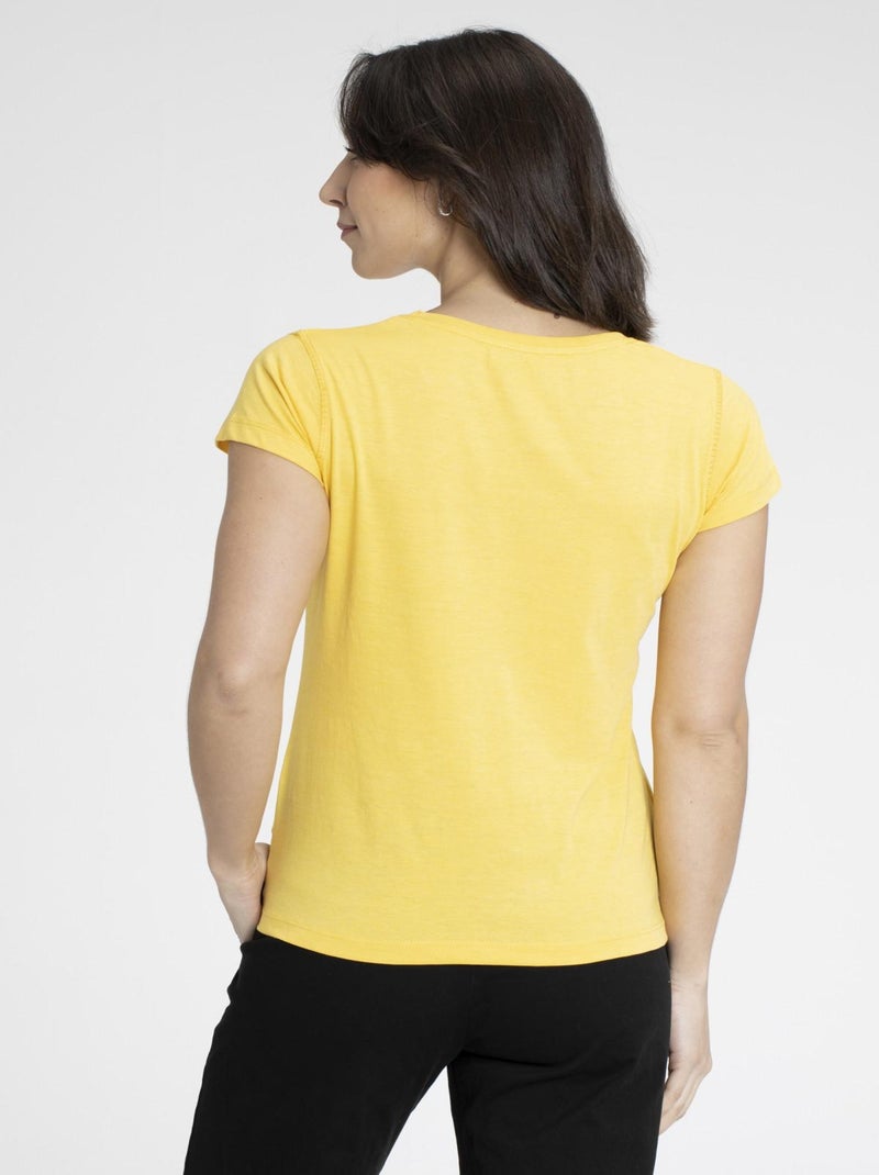 T-shirt Marine   Avec Col Rond | Gerard Pasquier Jaune - Kiabi