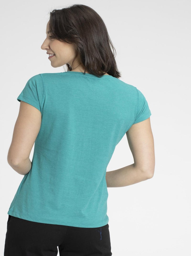 T-shirt Marine   Avec Col Rond | Gerard Pasquier Vert - Kiabi