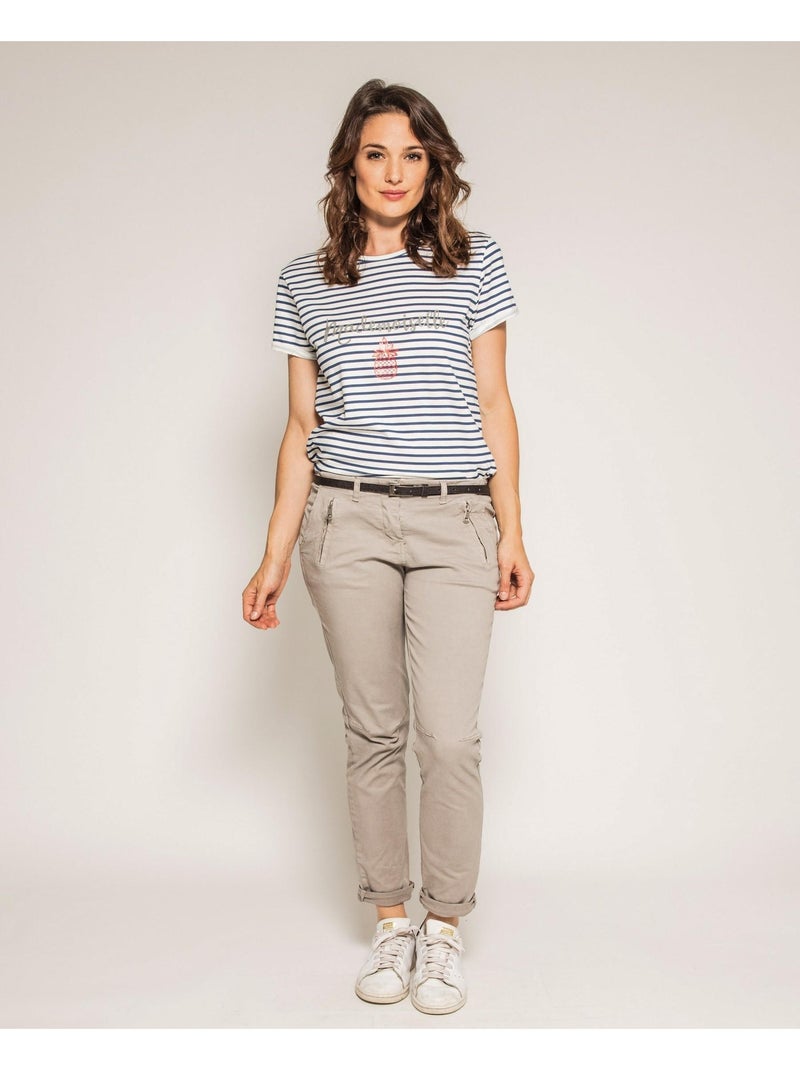 T-shirt marinière col rond FORET Bleu - Kiabi
