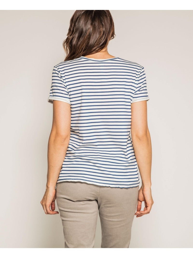 T-shirt marinière col rond FORET Bleu - Kiabi