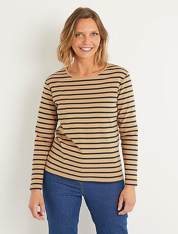 T-shirt marinière court coton manches longues