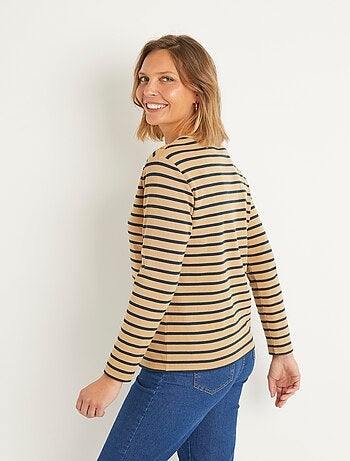 T-shirt marinière court coton manches longues