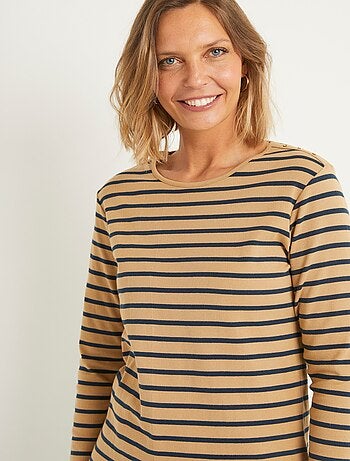 T-shirt marinière court coton manches longues