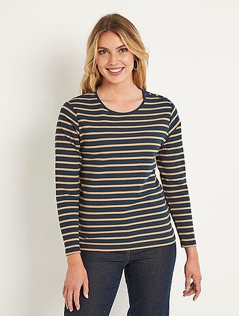T-shirt marinière court coton manches longues
